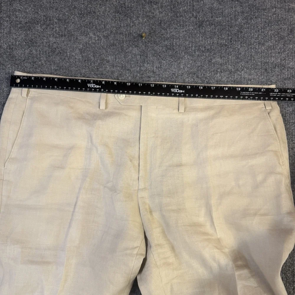 Lauren Ralph Lauren Pants Mens 42x30 Beige 100% Linen Dress Flat Front (44x30)